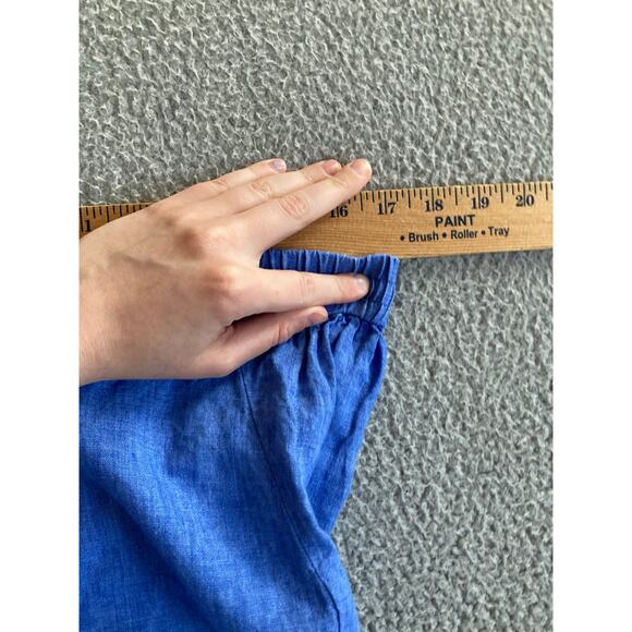 J. McLaughlin Pants Medium Linen Drawstring Straight Leg Ankle Blue Beach Boho - Picture 13 of 16